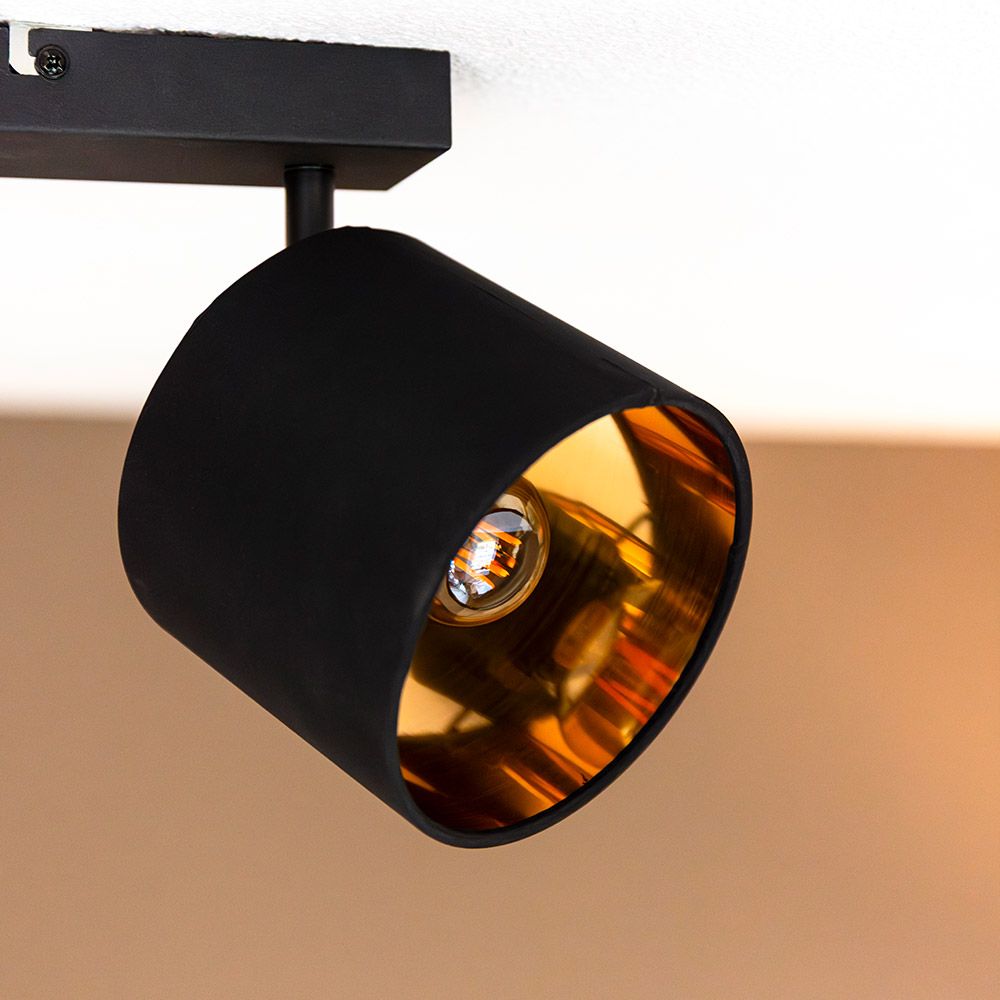 Hoftronic Jimmy LED Plafondspot Kantelbaar IP20 E14 Zwart/Goud