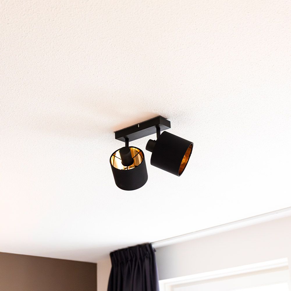 Hoftronic Jimmy LED Plafondspot Kantelbaar IP20 E14 Zwart/Goud