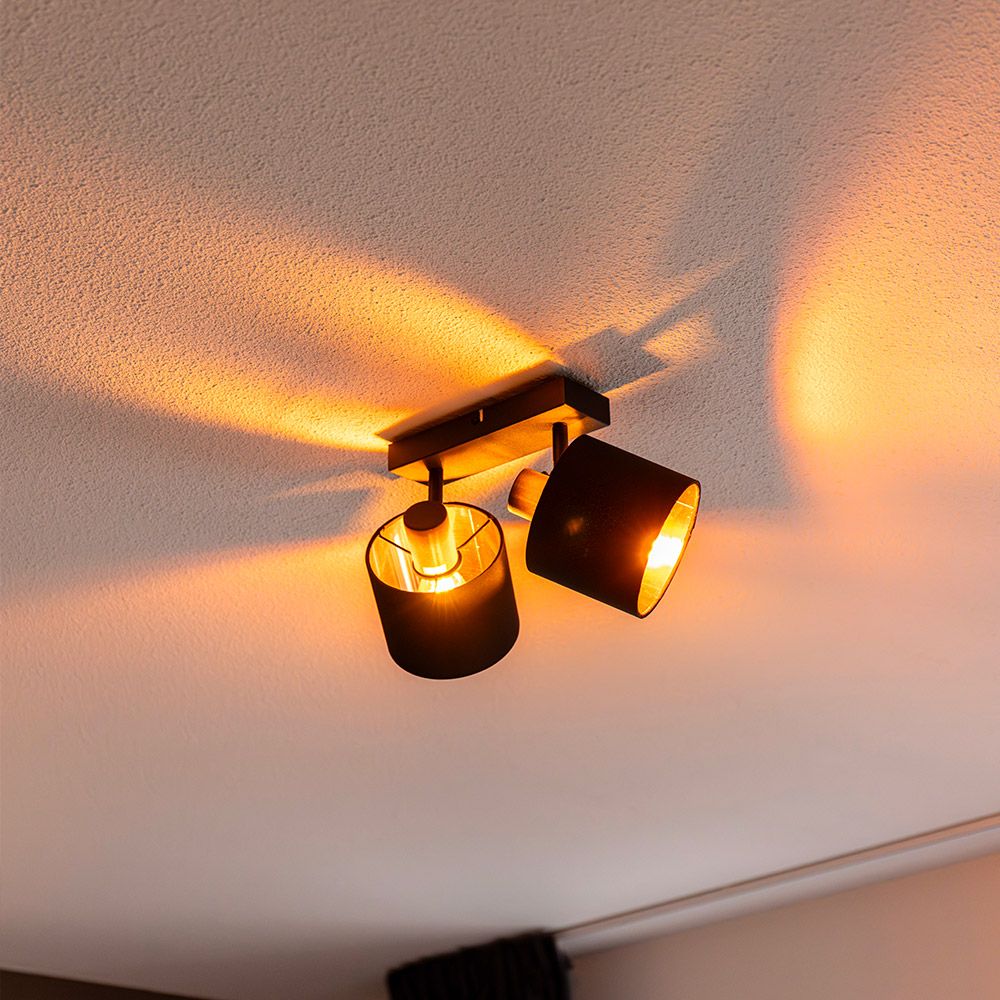Hoftronic Jimmy LED Plafondspot Kantelbaar IP20 E14 Zwart/Goud