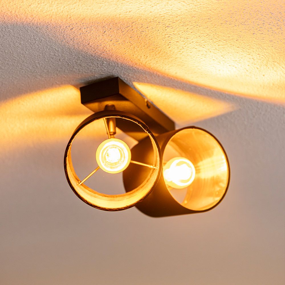 Hoftronic Jimmy LED Plafondspot Kantelbaar IP20 E14 Zwart/Goud