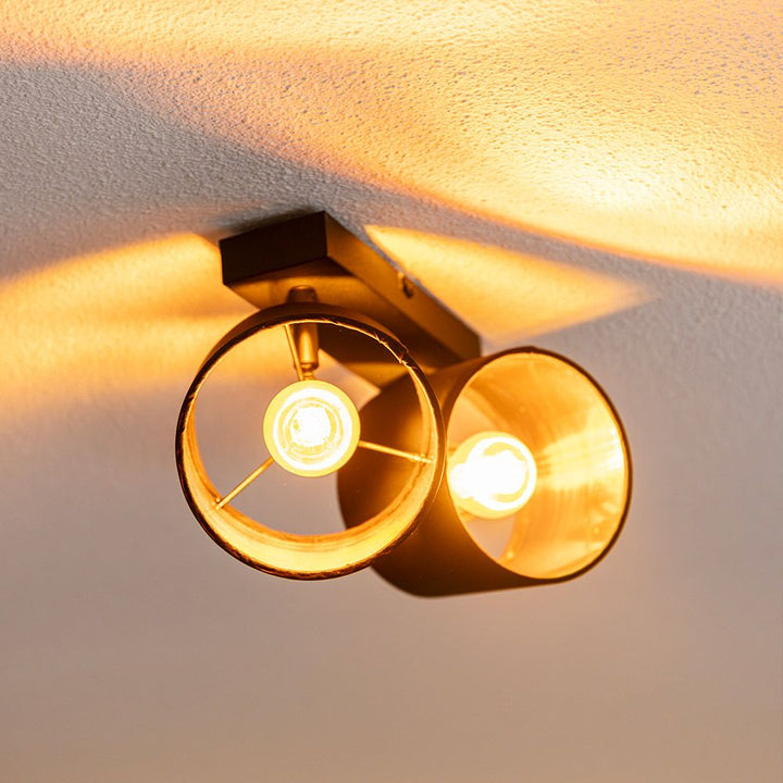 Hoftronic Jimmy LED Plafondspot Kantelbaar IP20 E14 Zwart/Goud