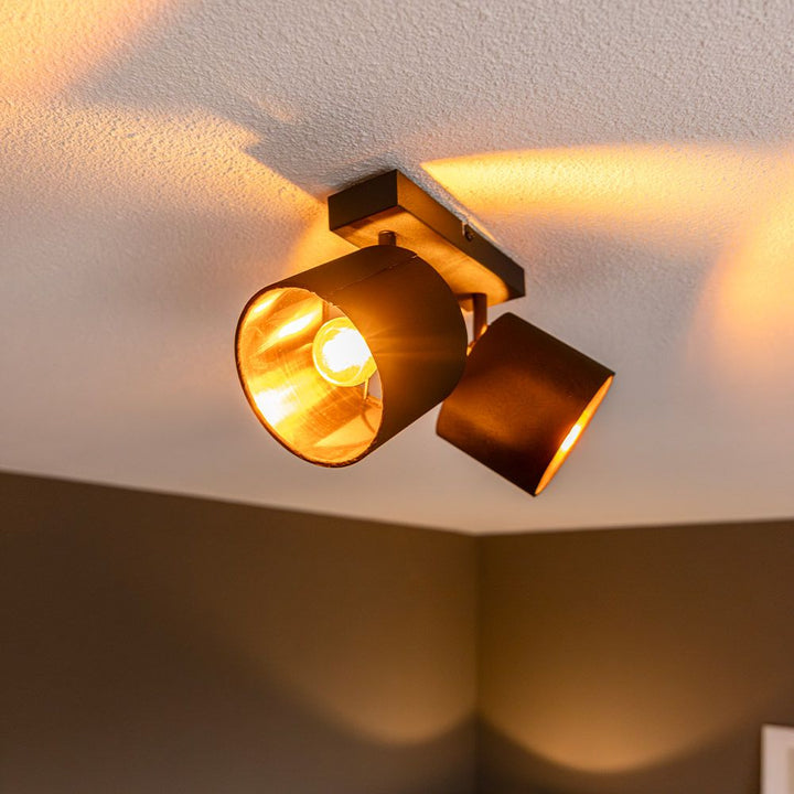Hoftronic Jimmy LED Plafondspot Kantelbaar IP20 E14 Zwart/Goud