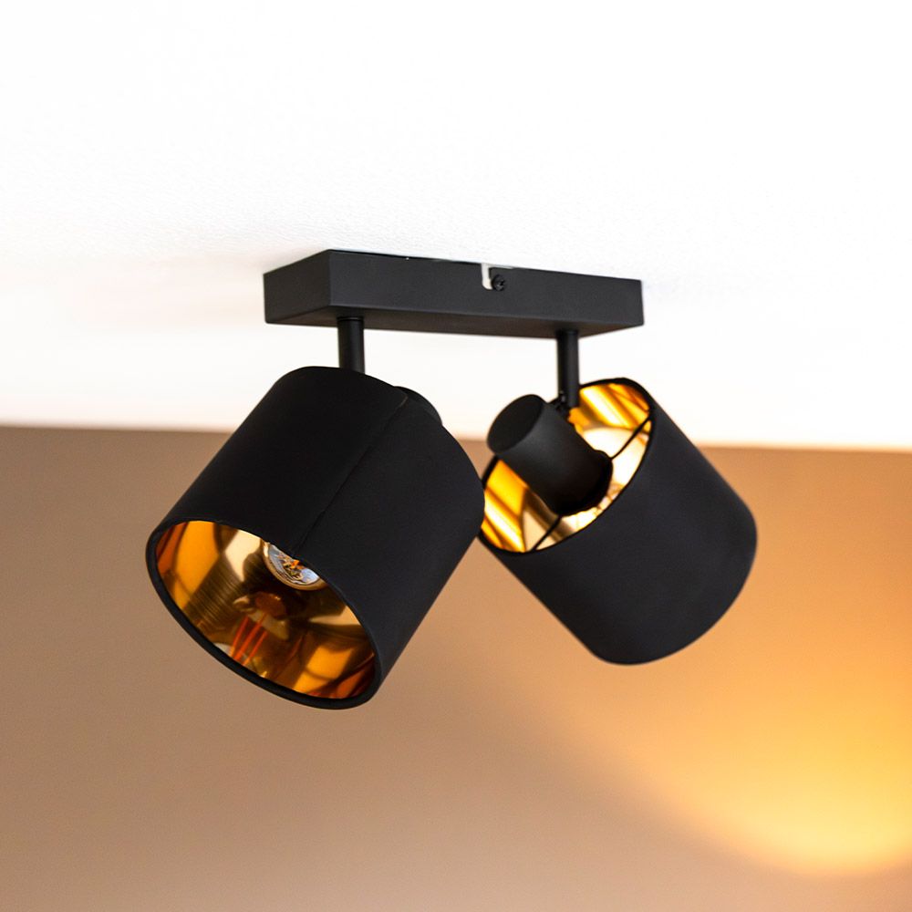 Hoftronic Jimmy LED Plafondspot Kantelbaar IP20 E14 Zwart/Goud