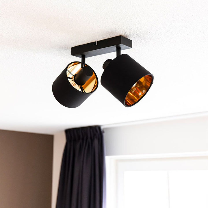 Hoftronic Jimmy LED Plafondspot Kantelbaar IP20 E14 Zwart/Goud