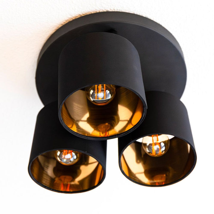 Hoftronic Jimmy LED Plafondspot Kantelbaar IP20 3-Lichts Zwart Goud