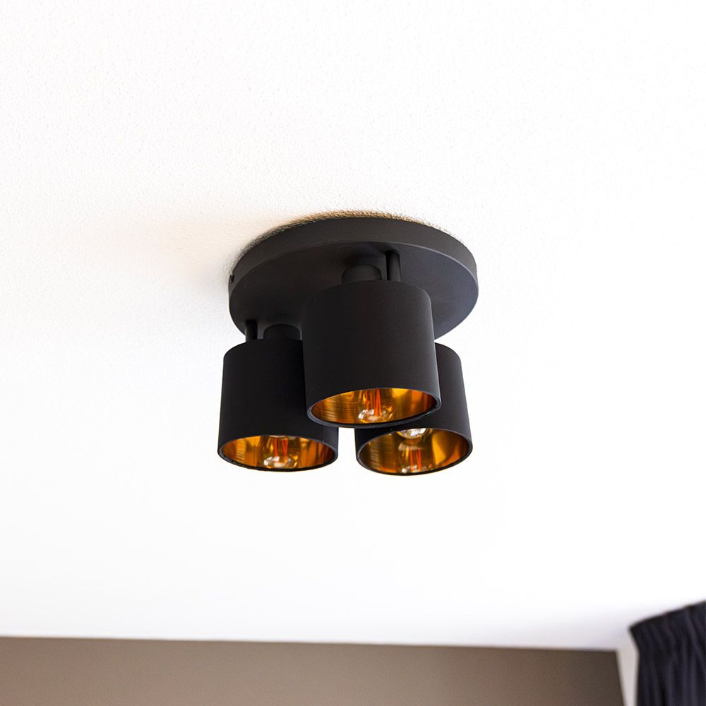 Hoftronic Jimmy LED Plafondspot Kantelbaar IP20 3-Lichts Zwart Goud