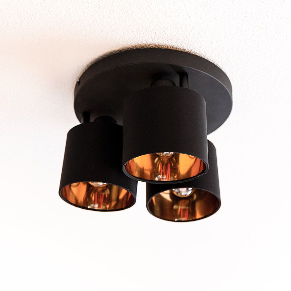 Hoftronic Jimmy LED Plafondspot Kantelbaar IP20 3-Lichts Zwart Goud