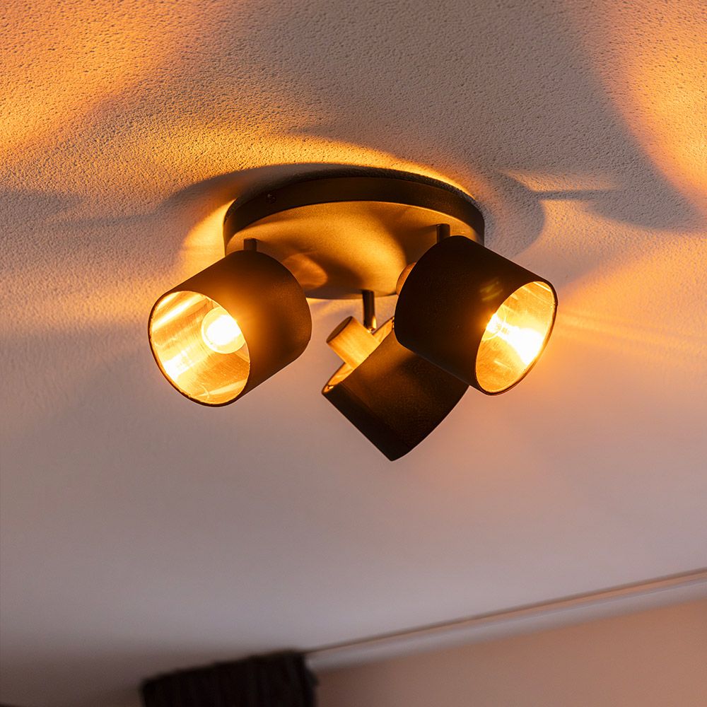 Hoftronic Jimmy LED Plafondspot Kantelbaar IP20 3-Lichts Zwart Goud