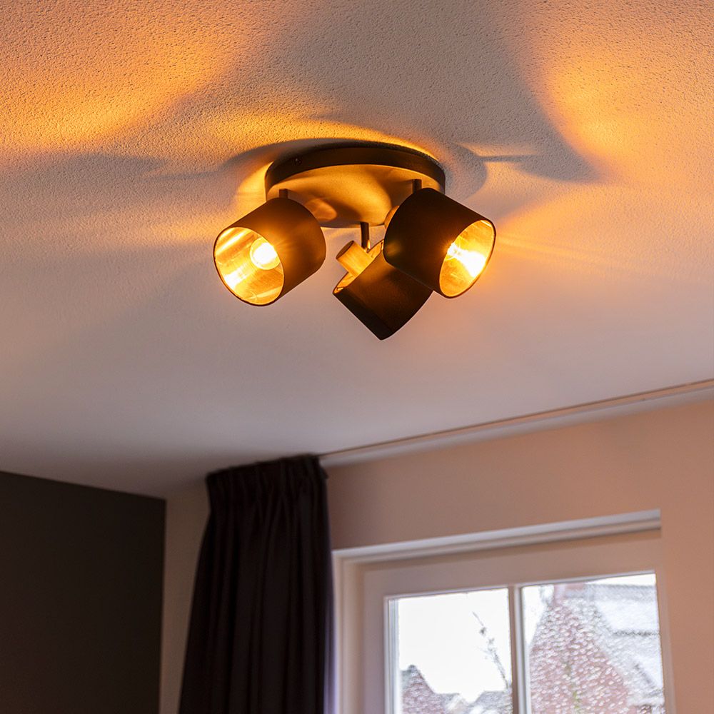 Hoftronic Jimmy LED Plafondspot Kantelbaar IP20 3-Lichts Zwart Goud