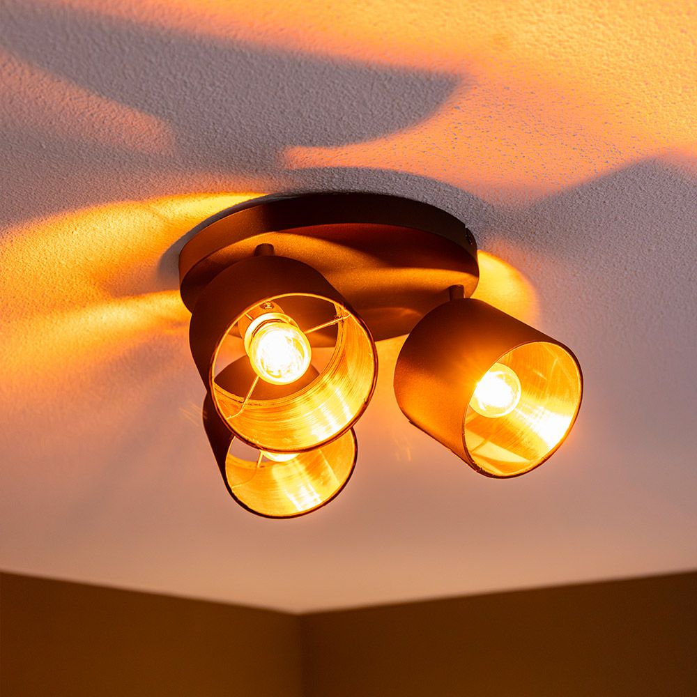 Hoftronic Jimmy LED Plafondspot Kantelbaar IP20 3-Lichts Zwart Goud