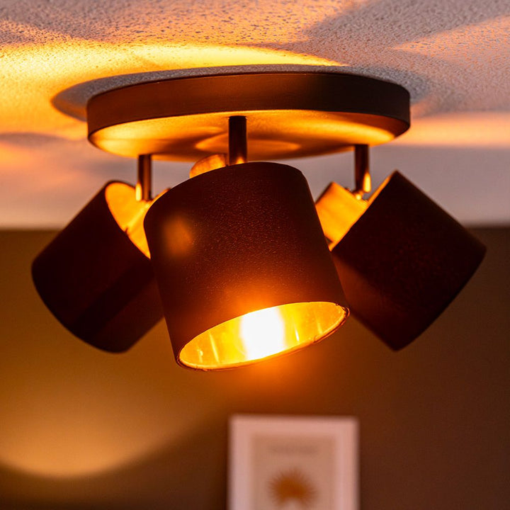 Hoftronic Jimmy LED Plafondspot Kantelbaar IP20 3-Lichts Zwart Goud