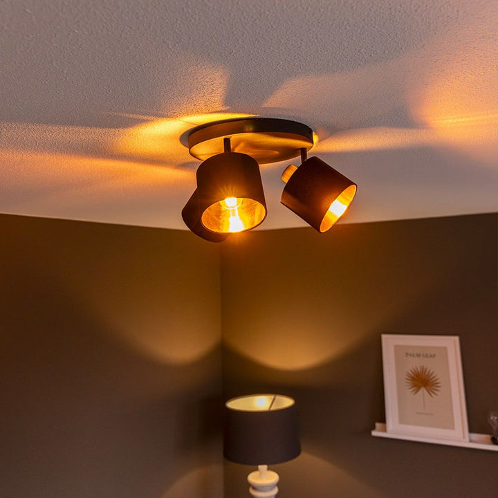 Hoftronic Jimmy LED Plafondspot Kantelbaar IP20 3-Lichts Zwart Goud