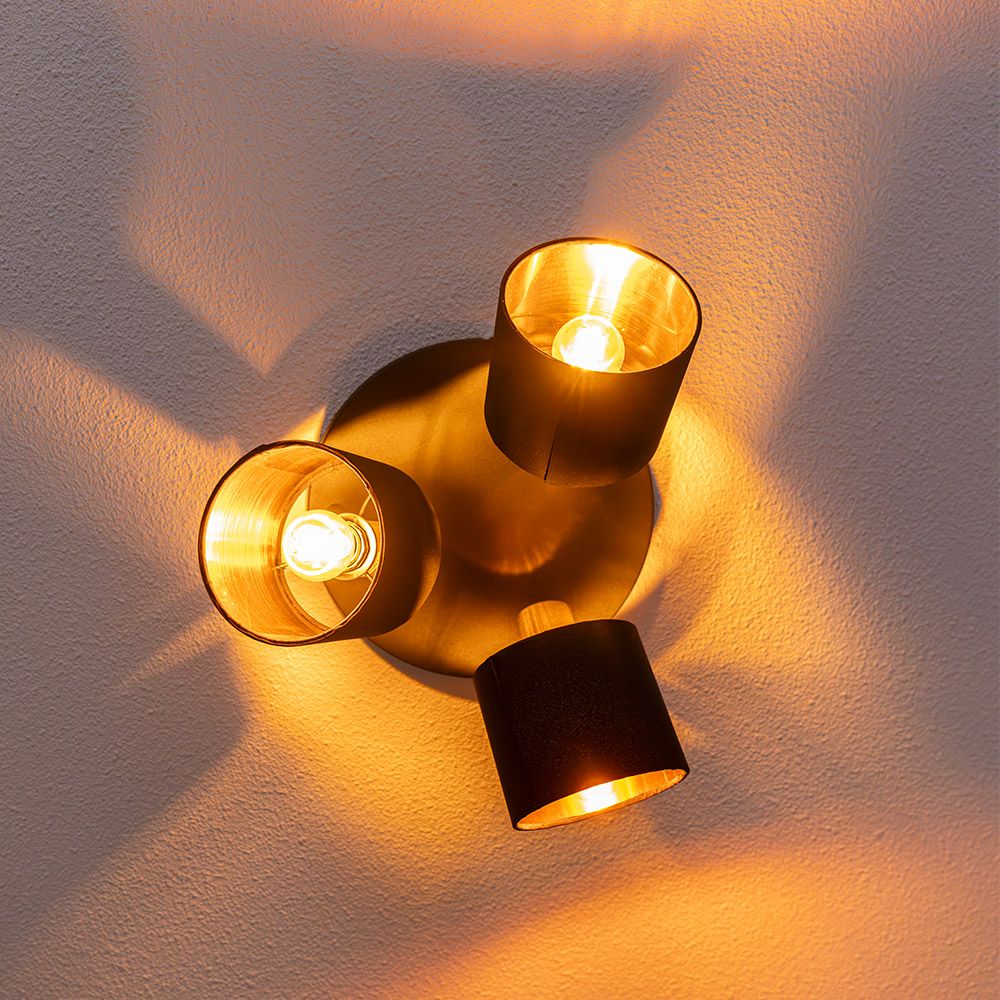 Hoftronic Jimmy LED Plafondspot Kantelbaar IP20 3-Lichts Zwart Goud