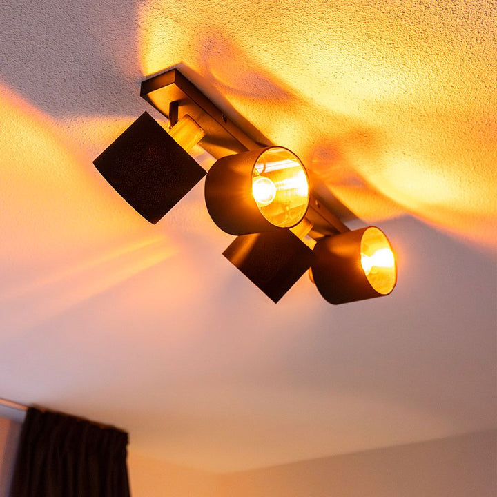 Hoftronic Jimmy LED Plafondspot Kantelbaar Zwart Goud