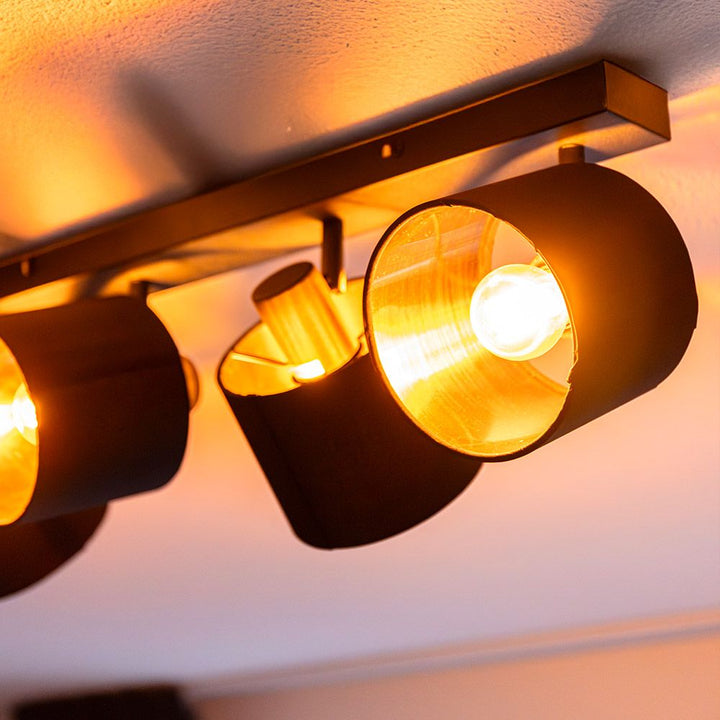 Hoftronic Jimmy LED Plafondspot Kantelbaar Zwart Goud