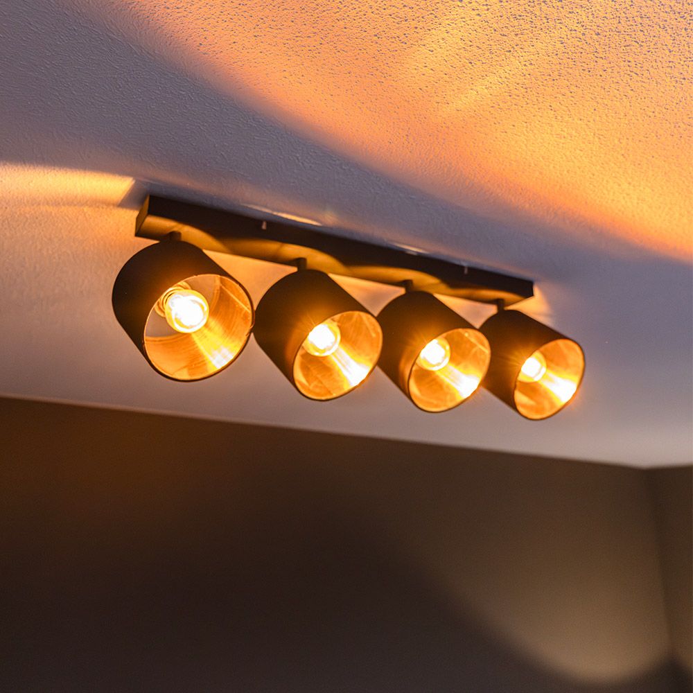 Hoftronic Jimmy LED Plafondspot Kantelbaar Zwart Goud