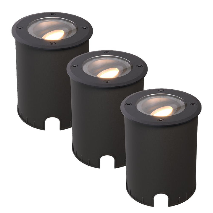 Hoftronic Lilly Grondspot Kantelbaar IP67 4W 345lm 2700K GU10 Zwart 3-Pack