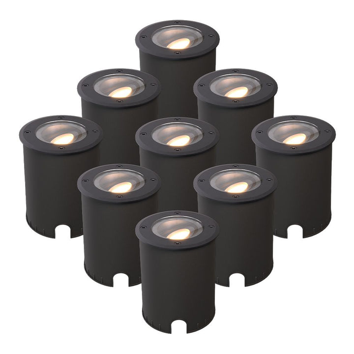 Hoftronic Lilly LED Grondspot Kantelbaar IP67 4W 345lm 2700K Zwart Set van 9