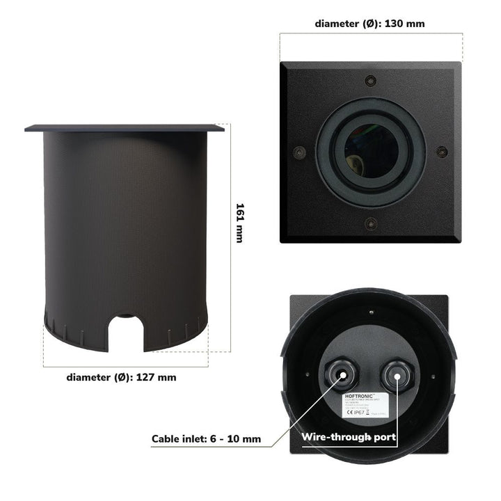 Hoftronic Cody LED Grondspot Kantelbaar IP67 4.4W 345lm 2700K GU10 Zwart