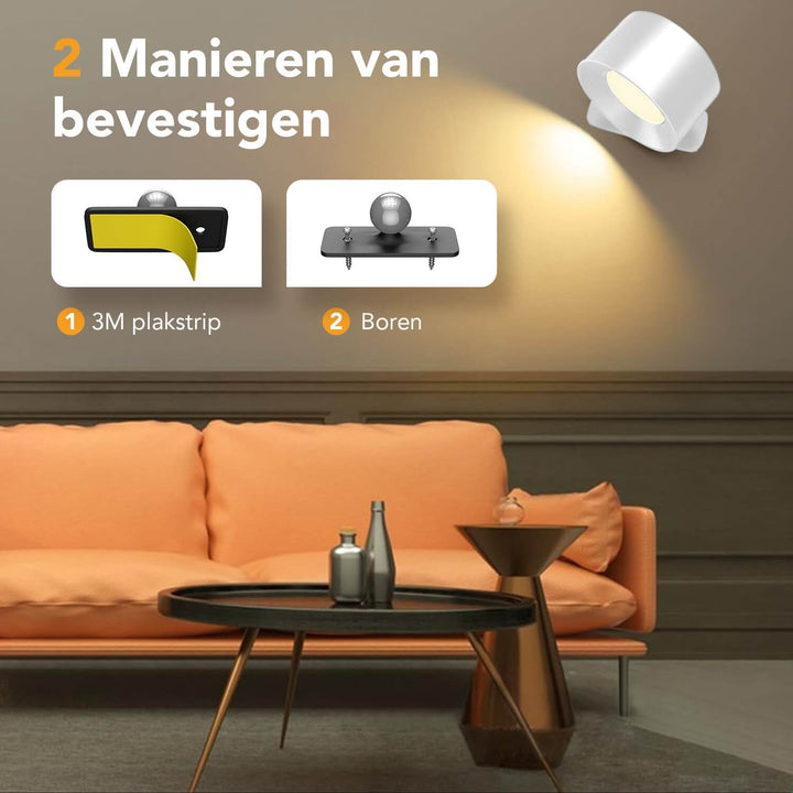 Luminize Wandlamp Rond Oplaadbaar 3W 330lm 2700K-5700K