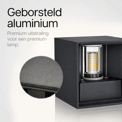 Luminize Wandlamp Kubus Dimbaar IP54 3W 440lm 2700K G9 Zwart