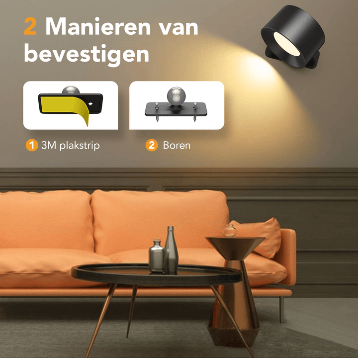 Luminize Wandlamp Rond Oplaadbaar 3W 330lm 2700K-5700K Zwart