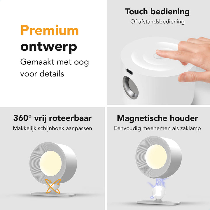 Luminize Wandlamp Rond Oplaadbaar 3W 330lm 2700K-5700K