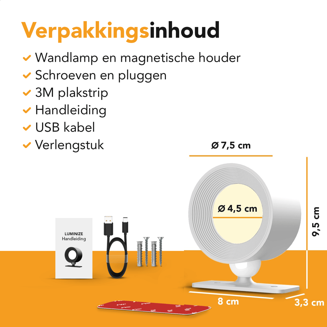 Luminize Wandlamp Rond Oplaadbaar 3W 330lm 2700K-5700K