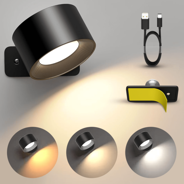 Luminize Wandlamp Rond Oplaadbaar 3W 330lm 2700K-5700K Zwart