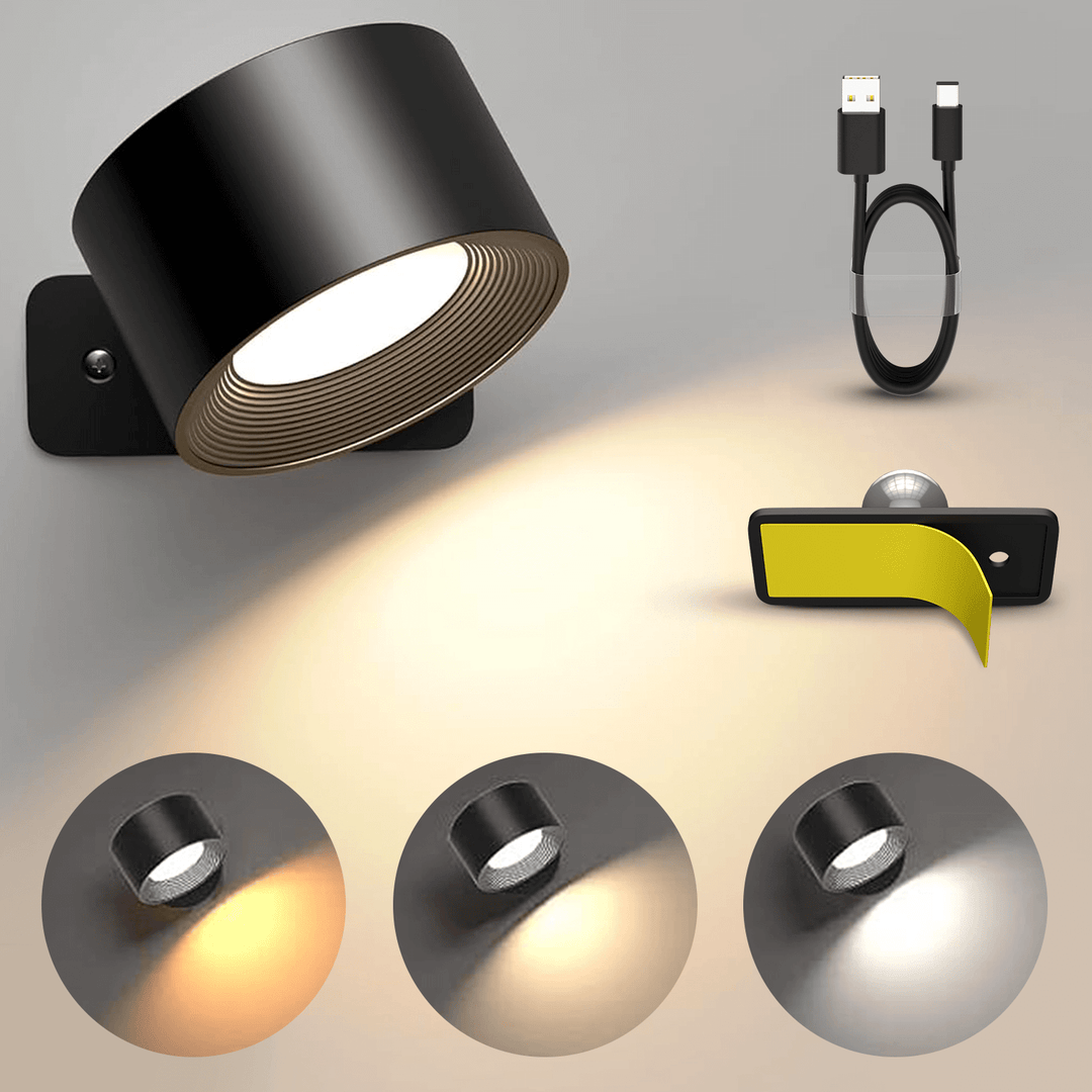 Luminize Wandlamp Rond Oplaadbaar 3W 330lm 2700K-5700K Zwart