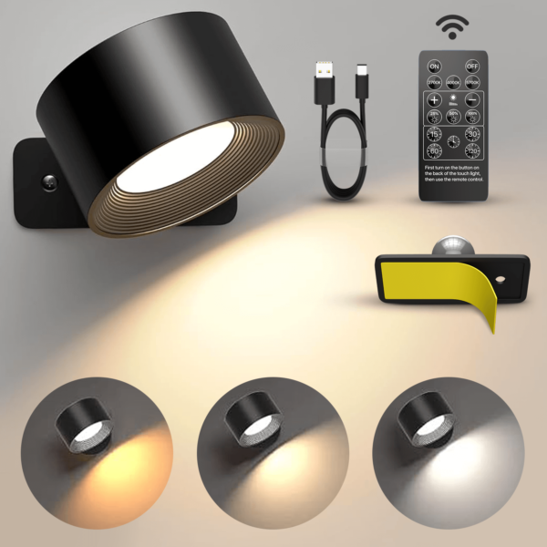Luminize Wandlamp Rond Oplaadbaar 3W 330lm 2700K-5700K Zwart