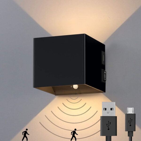Luminize Wandlamp Kubus Bewegingssensor Oplaadbaar 3W 330lm 2700K