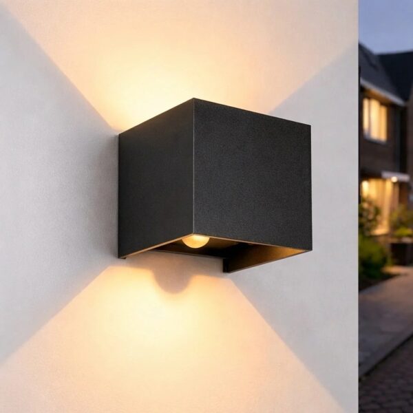 Luminize Wandlamp Kubus IP65 12W 1200lm 2700K Zwart