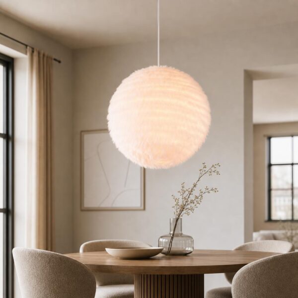 Hanglamp Bol Pluche E27 Verstelbaar IP20 Wit