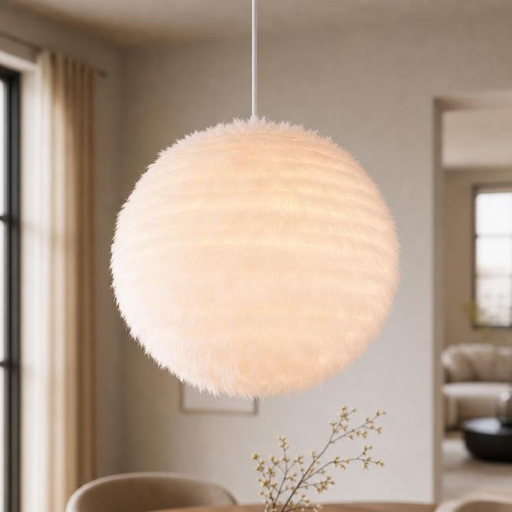 Hanglamp Bol Pluche E27 Verstelbaar IP20 Wit