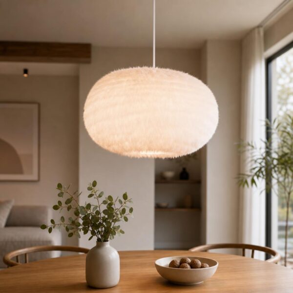 Hanglamp Bol Pluche E27 Verstelbaar IP20 Wit