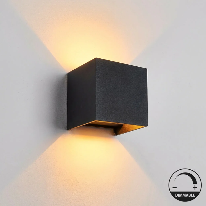 Luminize Wandlamp Kubus Dimbaar IP65 12W 1200lm 2700K Zwart